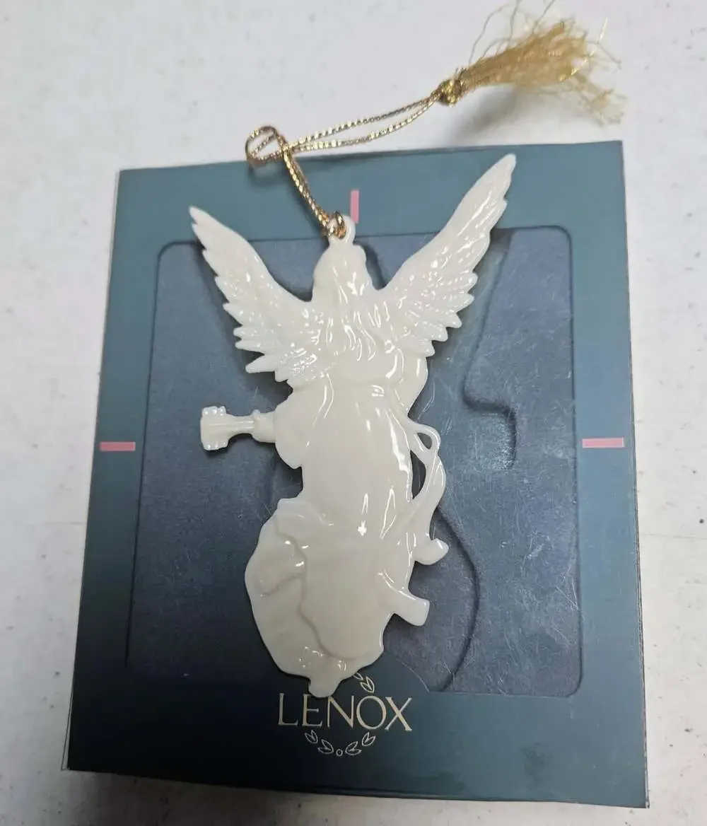 Lenox Renaissance Male Angel Ornament With Mandolin Porcelain Christmas